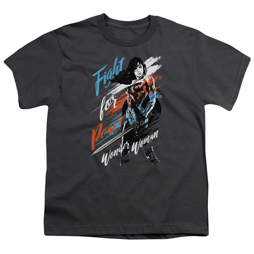 Wonder Woman Movie Fight For Peace Kids Youth T Shirt Charcoal