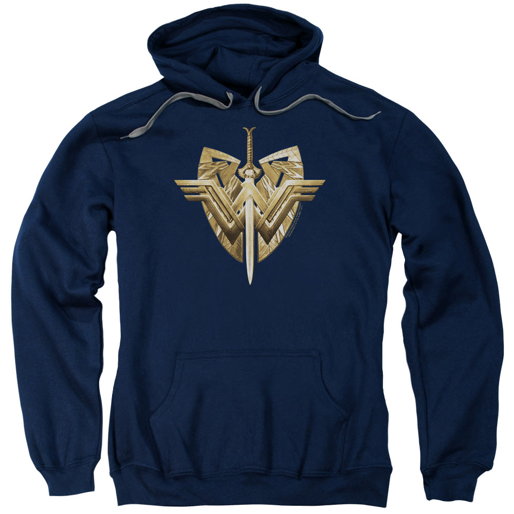 Wonder Woman Movie Sword Emblem Mens Hoodie Navy Blue