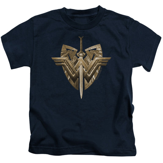 Wonder Woman Movie Sword Emblem Juvenile Kids Youth T Shirt Navy Blue