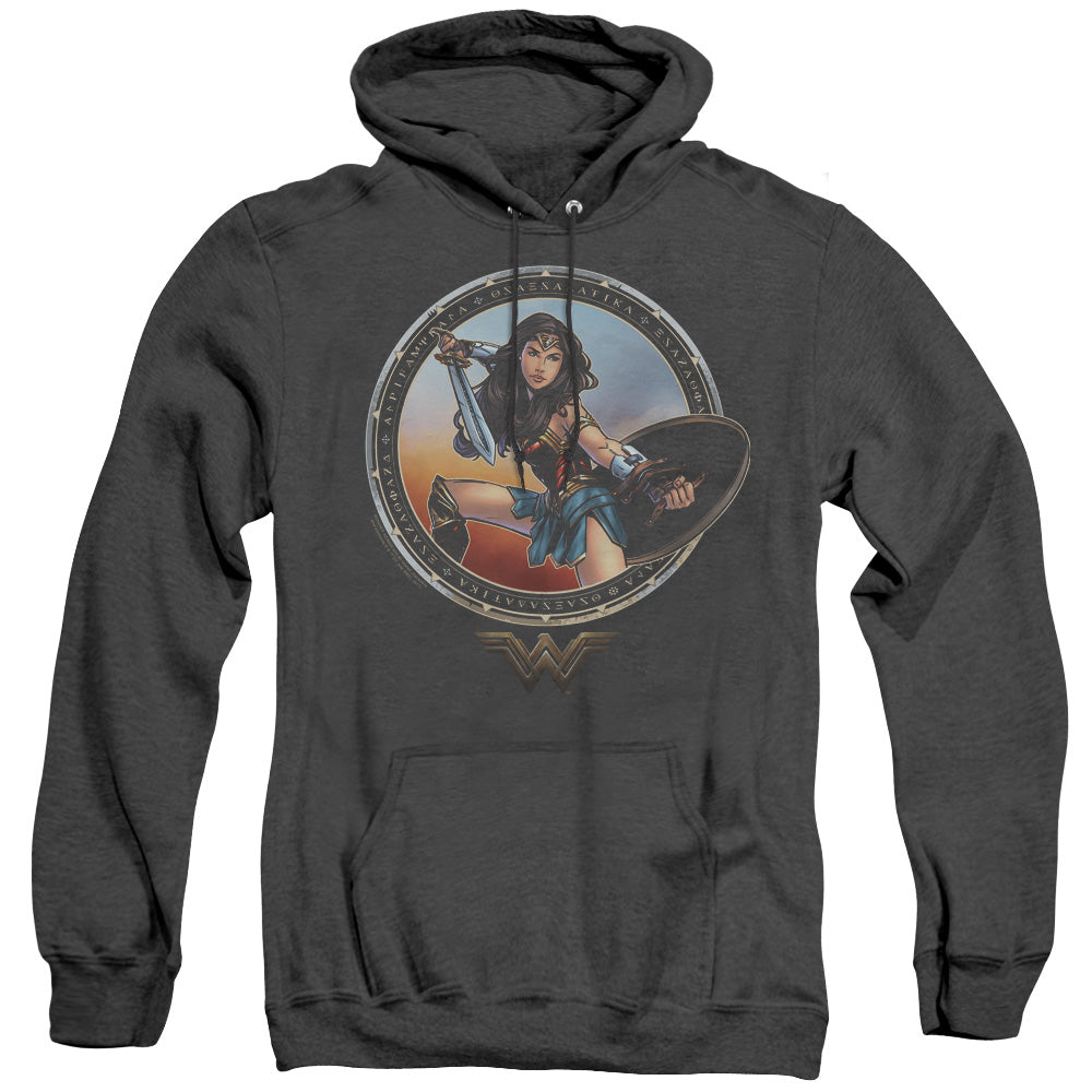 Wonder Woman Movie Battle Pose Mens Heather Hoodie Black Officially Licensed