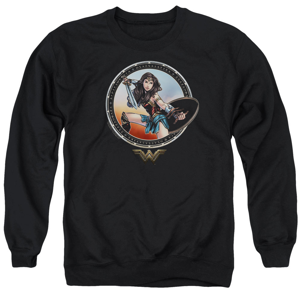 Wonder Woman Movie Battle Pose Mens Crewneck Sweatshirt Black