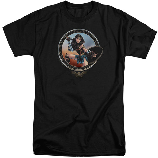 Wonder Woman Movie Battle Pose Mens Tall T Shirt Black