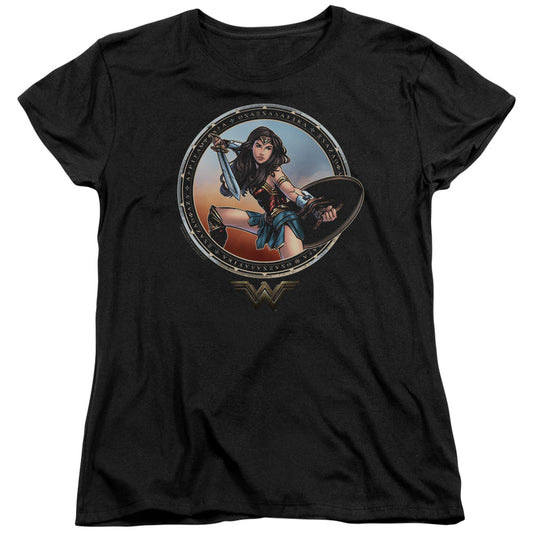 Wonder Woman Movie Battle Pose Womens T Shirt Black