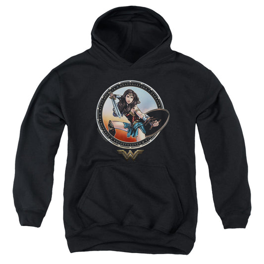 Wonder Woman Movie Battle Pose Kids Youth Hoodie Black