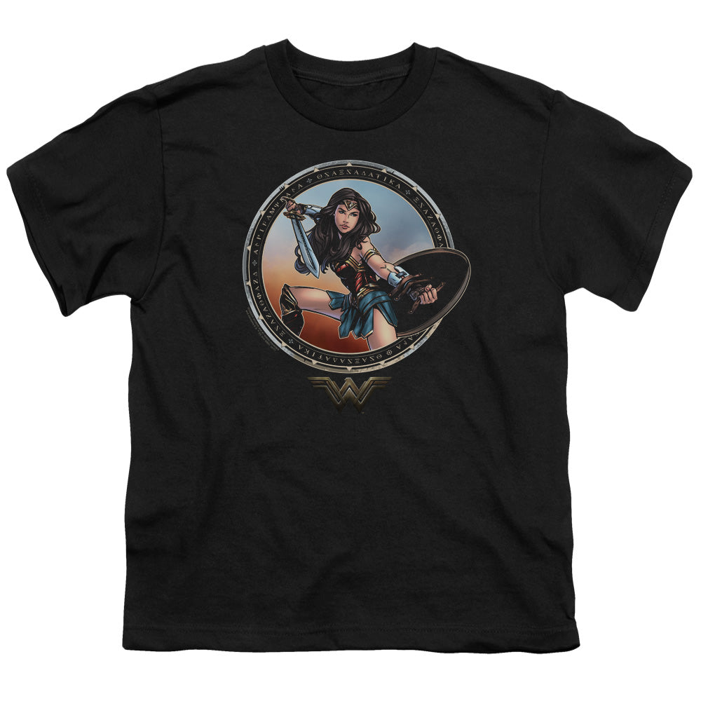 Wonder Woman Movie Battle Pose Kids Youth T Shirt Black