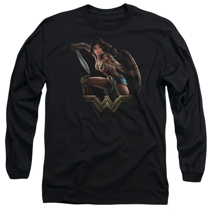 Wonder Woman Movie Fight Mens Long Sleeve Shirt Black