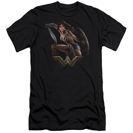 Wonder Woman Movie Fight Premium Bella Canvas Slim Fit Mens T Shirt Black