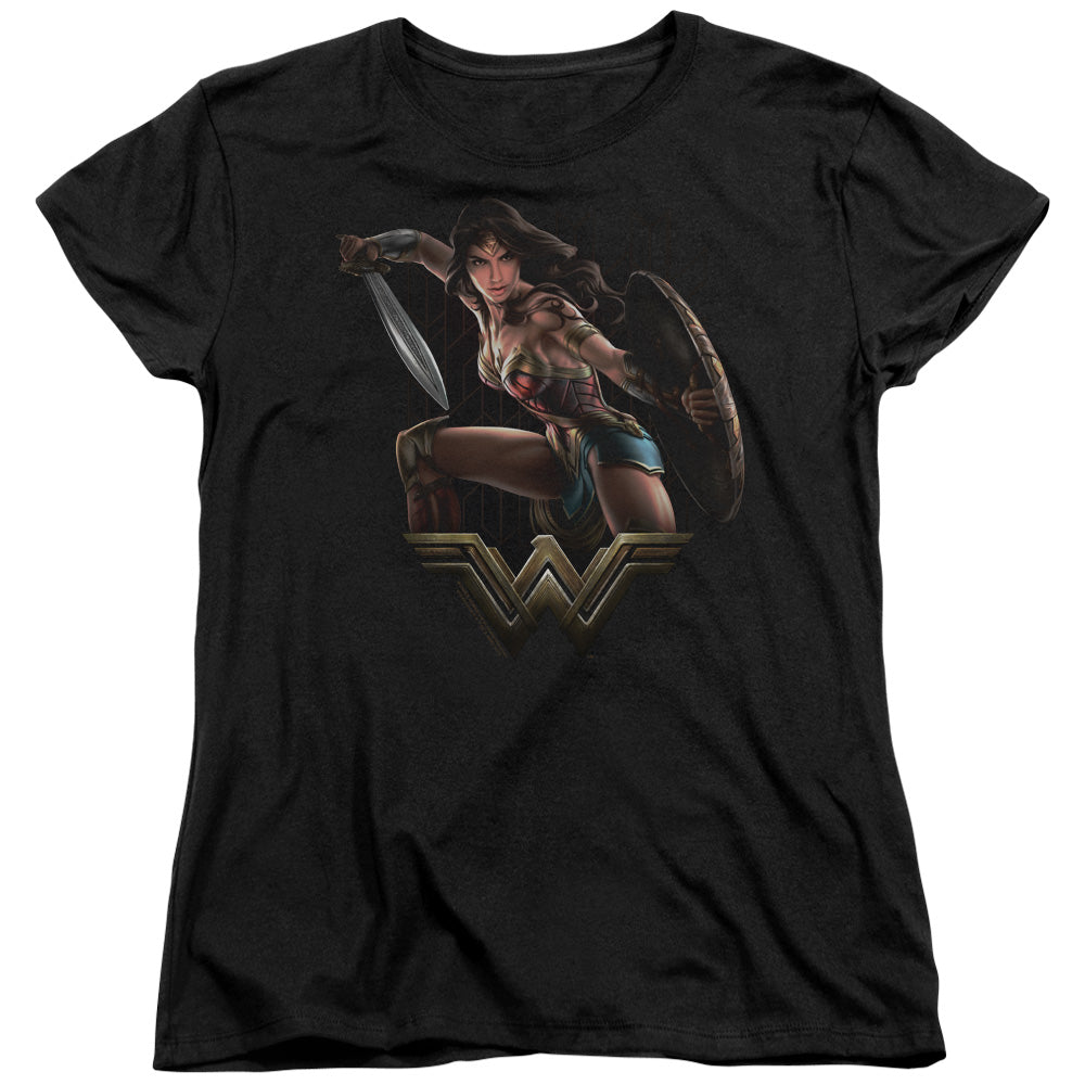 Wonder Woman Movie Fight Womens T Shirt Black