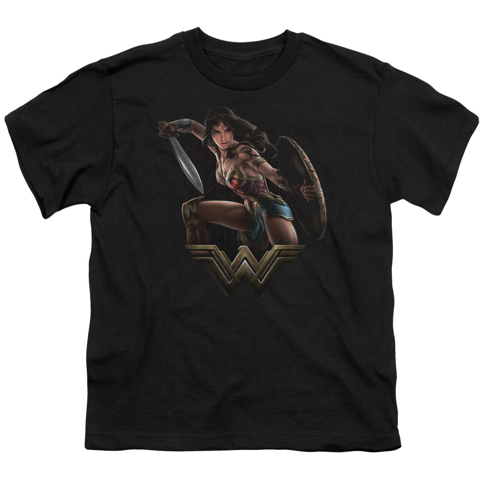 Wonder Woman Movie Fight Kids Youth T Shirt Black