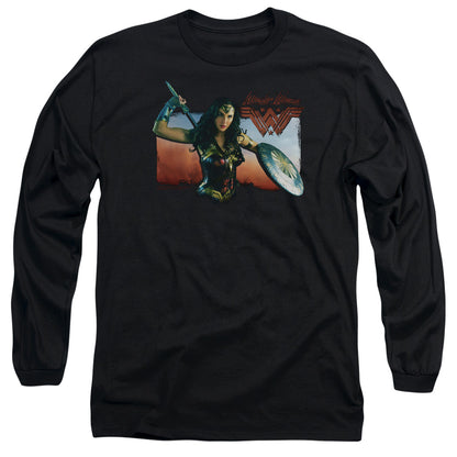Wonder Woman Movie Warrior Woman Mens Long Sleeve Shirt Black
