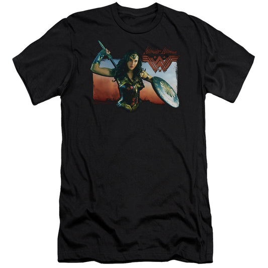 Wonder Woman Movie Warrior Woman Premium Bella Canvas Slim Fit Mens T Shirt Black