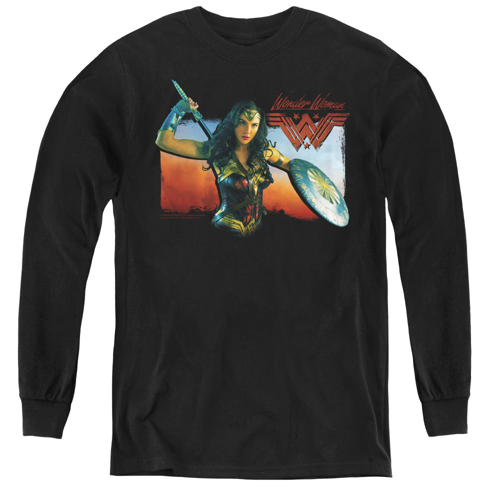 Wonder Woman Movie Warrior Woman Long Sleeve Kids Youth T Shirt Black