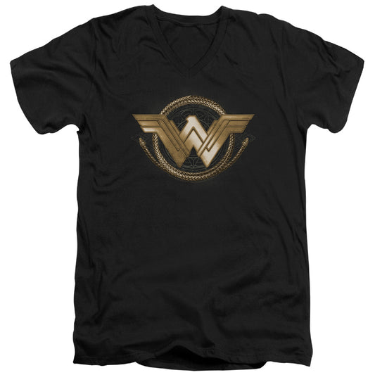 Wonder Woman Movie Lasso Logo Mens Slim Fit V-Neck T Shirt Black