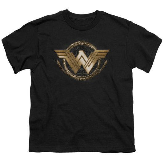 Wonder Woman Movie Lasso Logo Kids Youth T Shirt Black