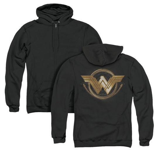 Wonder Woman Movie Lasso Logo Back Print Zipper Mens Hoodie Black