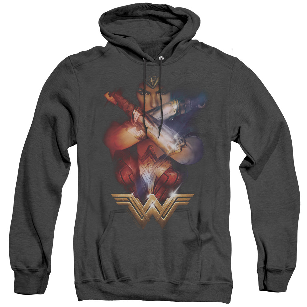 Wonder Woman Movie Arms Crossed Heather Mens Hoodie Black