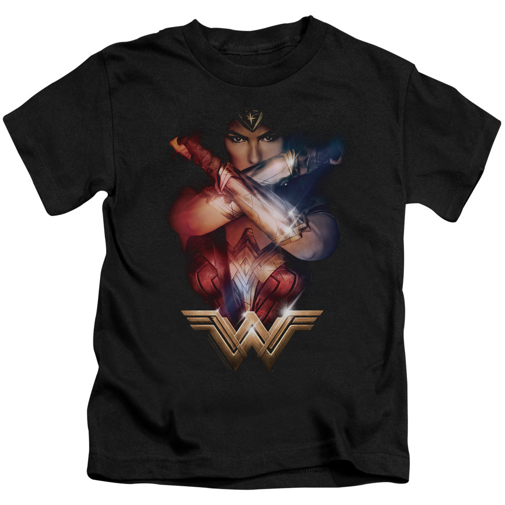 Wonder Woman Movie Arms Crossed Juvenile Kids Youth T Shirt Black