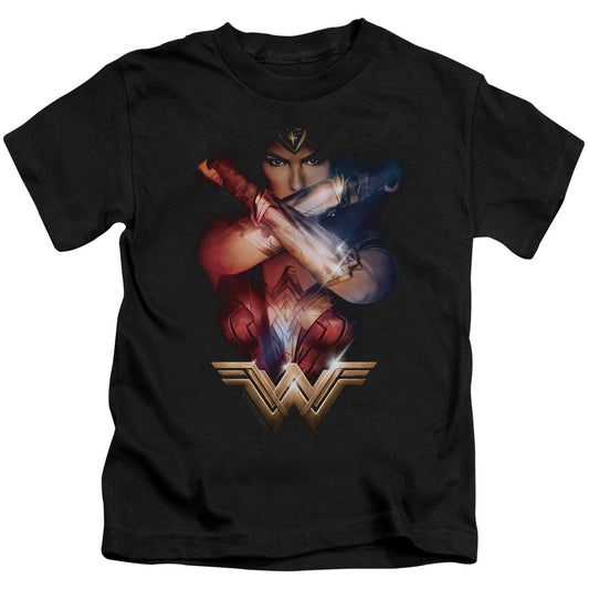 Wonder Woman Movie Arms Crossed Juvenile Kids Youth T Shirt Black