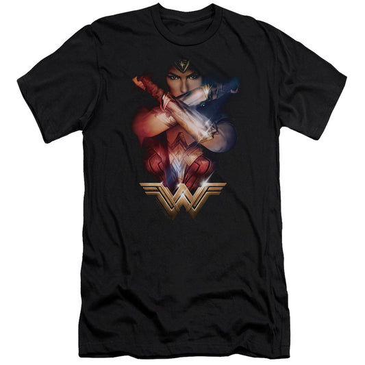 Wonder Woman Movie Arms Crossed Premium Bella Canvas Slim Fit Mens T Shirt Black