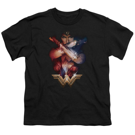 Wonder Woman Movie Arms Crossed Kids Youth T Shirt Black