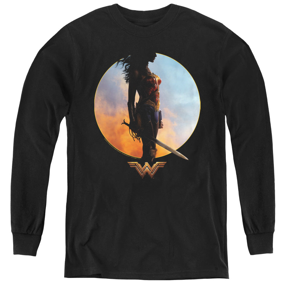 Wonder Woman Movie Wisdom And Wonder Long Sleeve Kids Youth T Shirt Black