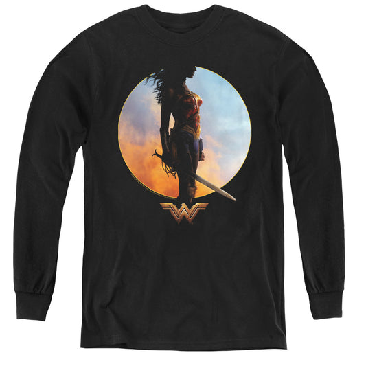 Wonder Woman Movie Wisdom And Wonder Long Sleeve Kids Youth T Shirt Black