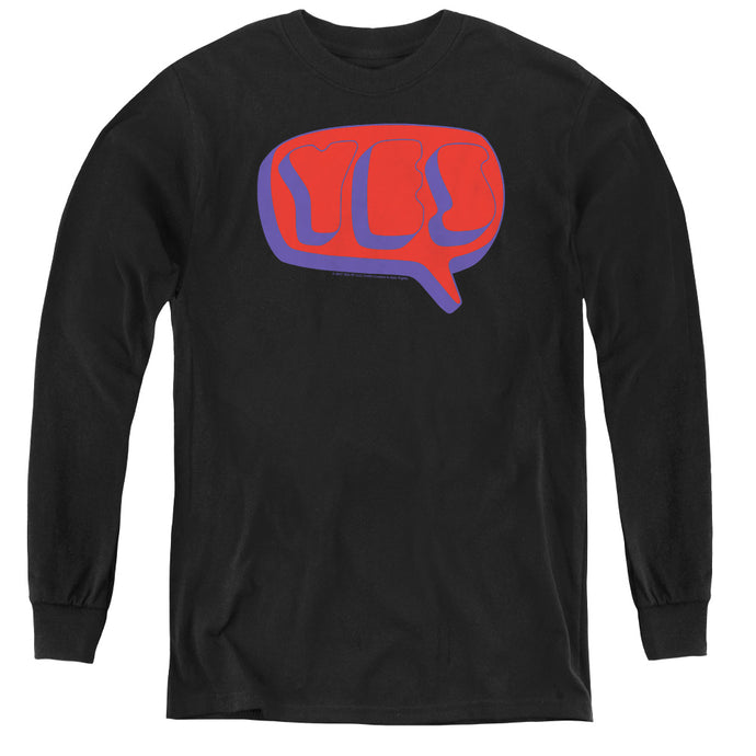 Yes Word Bubble Long Sleeve Kids Youth T Shirt Black