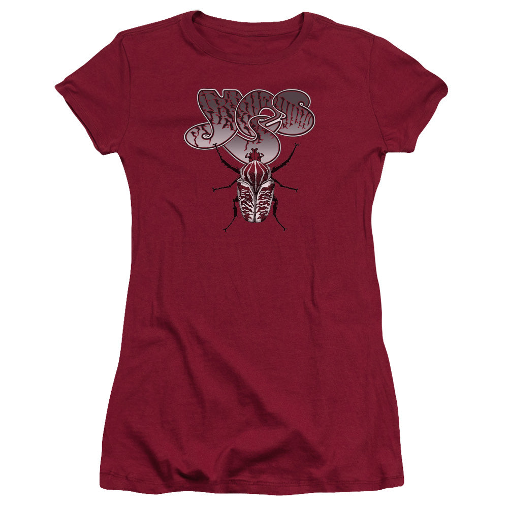 Yes Beetle Junior Sheer Cap Sleeve Womens T Shirt Cardinal