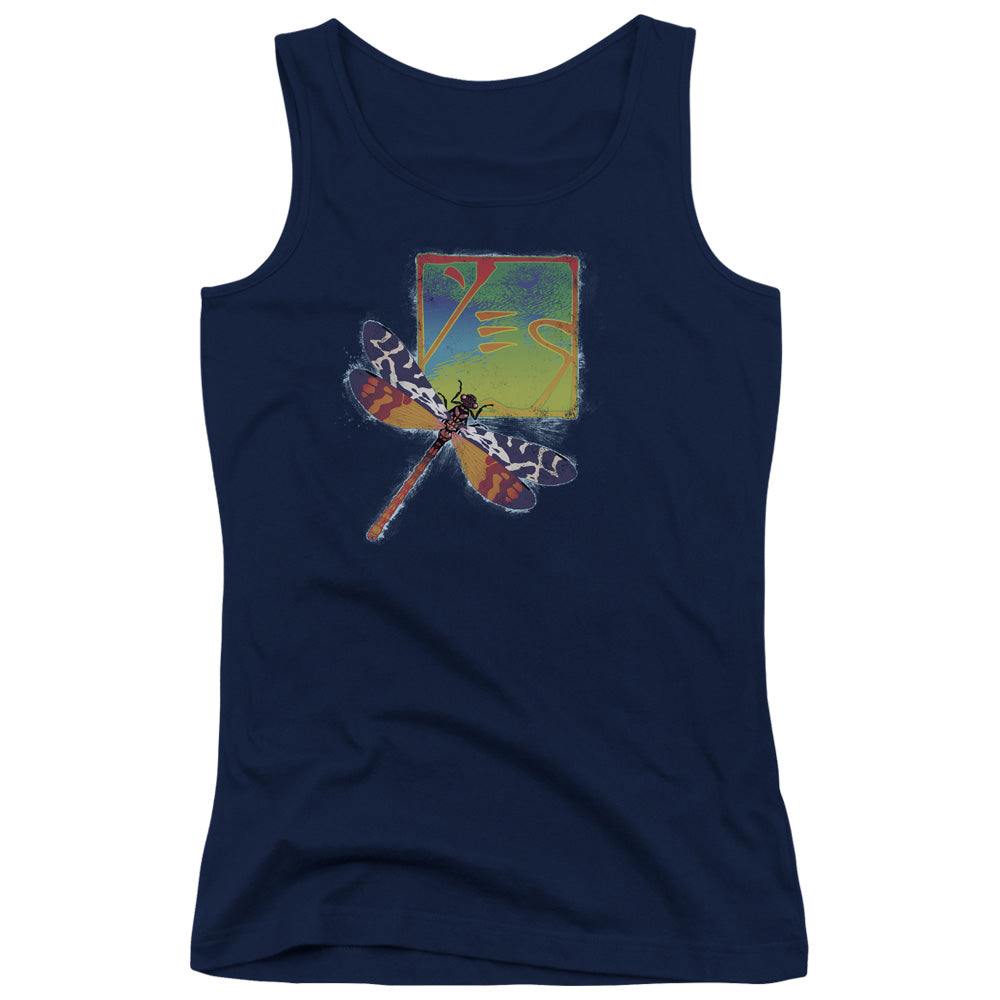 Yes Dragonfly Womens Tank Top Shirt Navy Blue