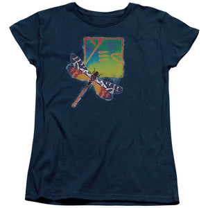 Yes Dragonfly Womens T Shirt Navy Blue