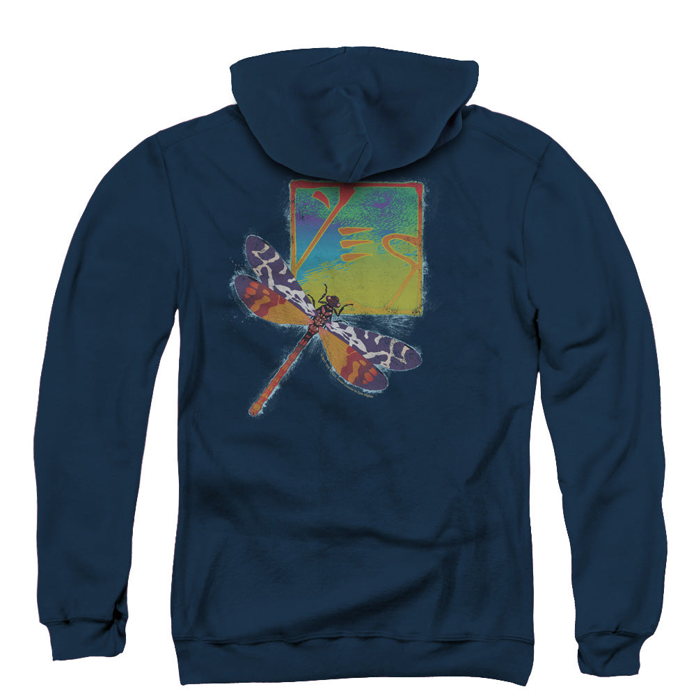 Yes Dragonfly Back Print Zipper Mens Hoodie Navy Blue