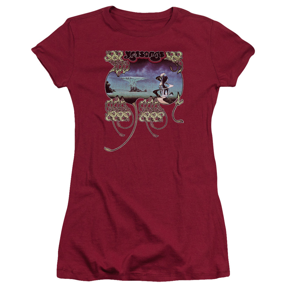 Yes YesSongs Junior Sheer Cap Sleeve Womens T Shirt Cardinal