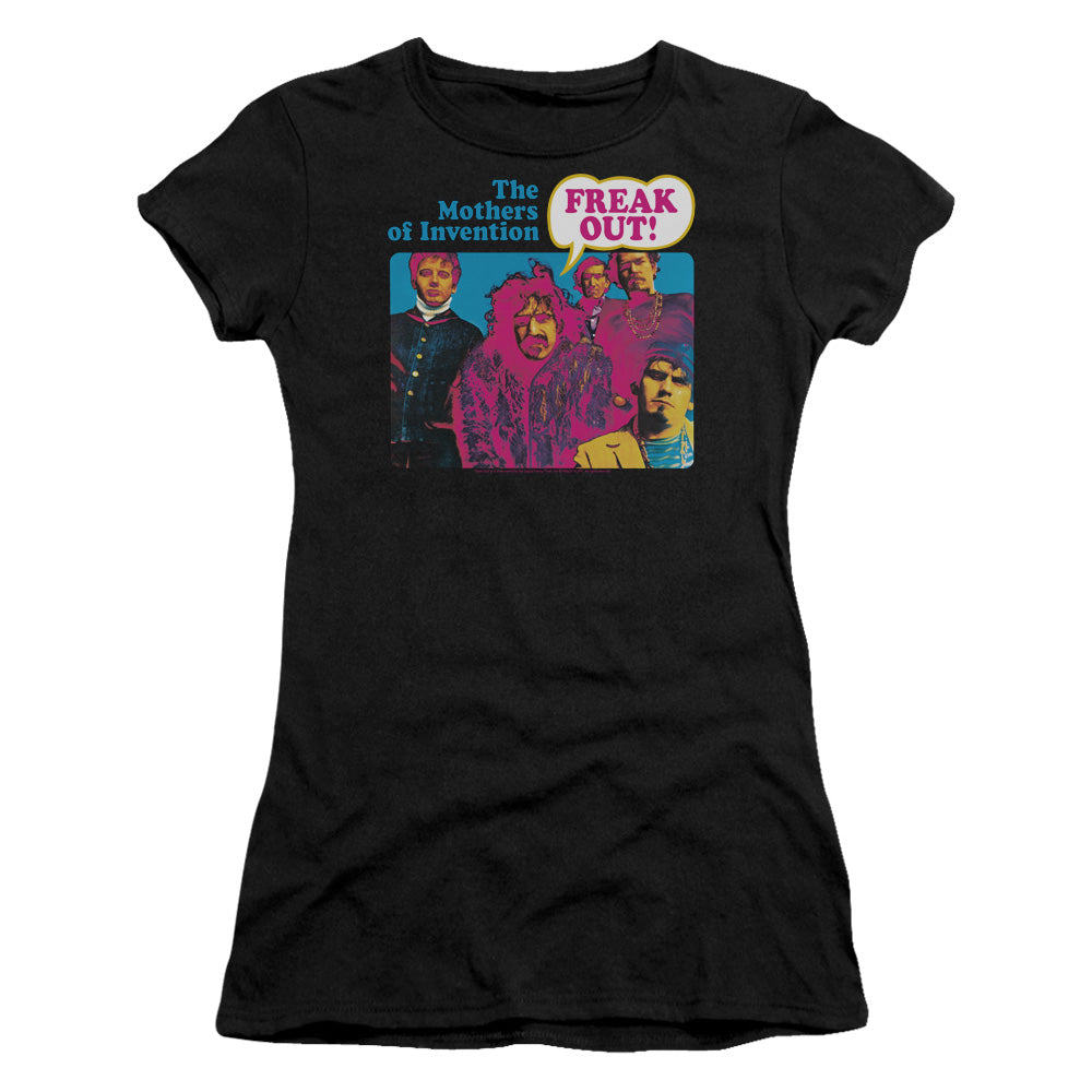 Frank Zappa Freak Out! Junior Sheer Cap Sleeve Womens T Shirt Black