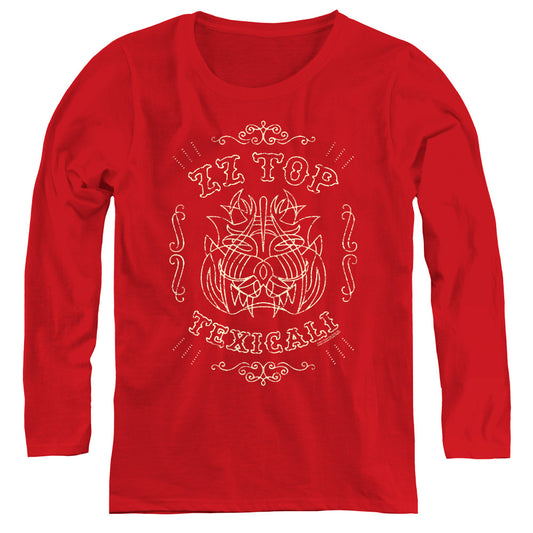 ZZ Top Texicali Demon Womens Long Sleeve Shirt Red