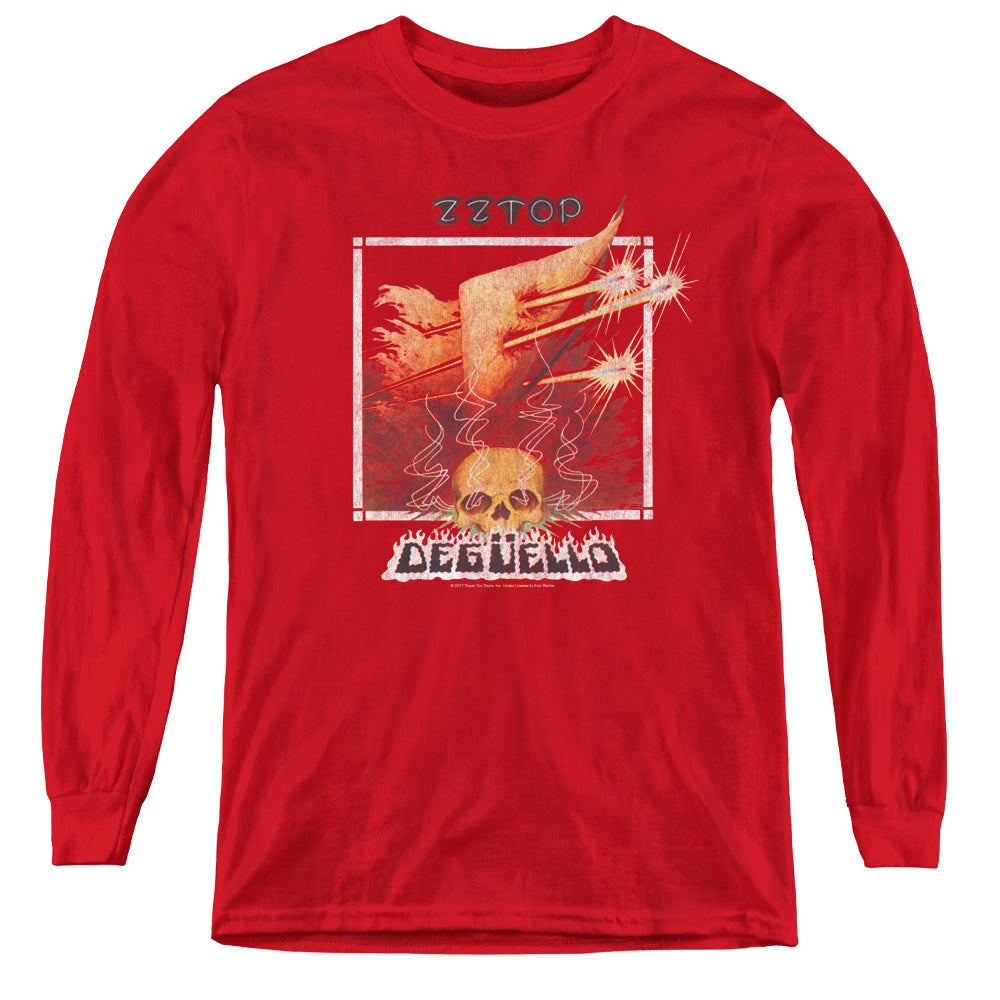 ZZ Top Deguello Cover Long Sleeve Kids Youth T Shirt Red