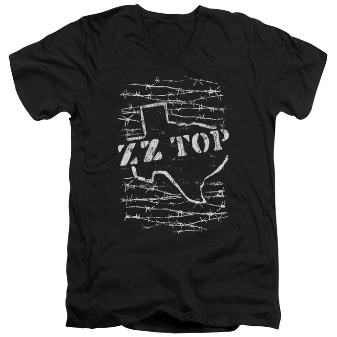 ZZ Top Barbed Mens Slim Fit V-Neck T Shirt Black