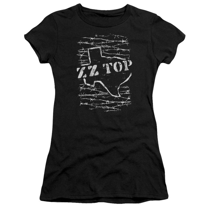 ZZ Top Barbed Junior Sheer Cap Sleeve Womens T Shirt Black
