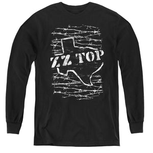 ZZ Top Barbed Long Sleeve Kids Youth T Shirt Black