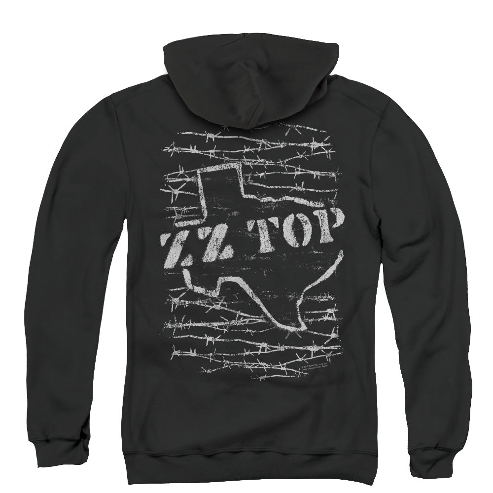 ZZ Top Barbed Back Print Zipper Mens Hoodie Black