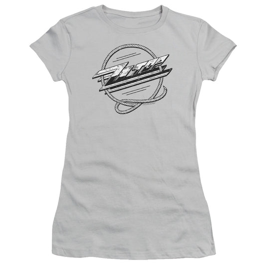 ZZ Top Roped Junior Sheer Cap Sleeve Womens T Shirt Silver