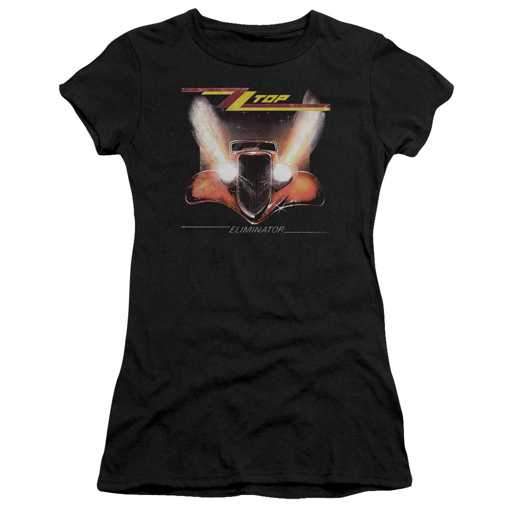 ZZ Top Eliminator Cover Junior Sheer Cap Sleeve Womens T Shirt Black
