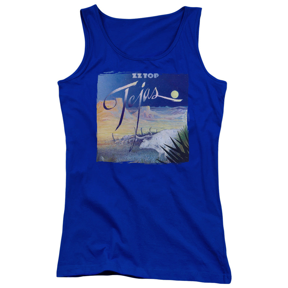 ZZ Top Tejas Womens Tank Top Shirt Royal Blue