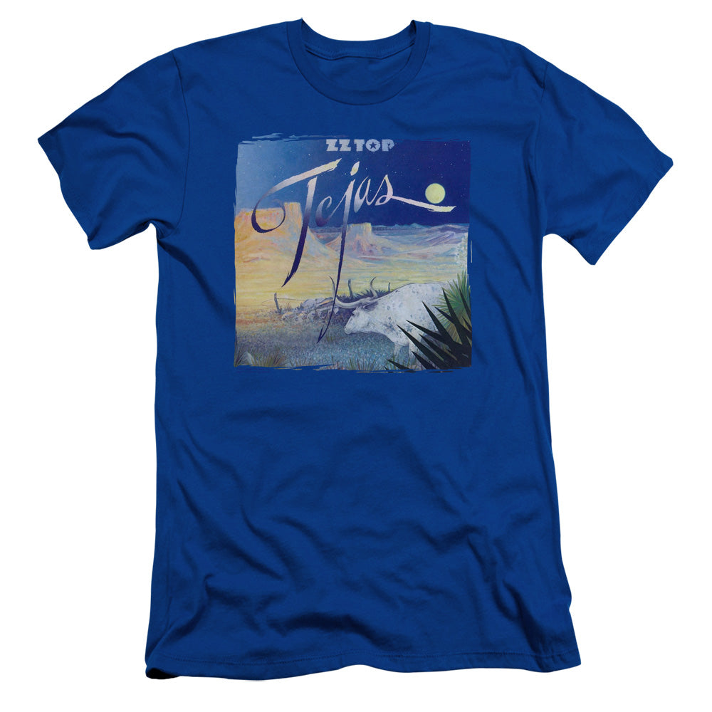 ZZ Top Tejas Slim Fit Mens T Shirt Royal Blue