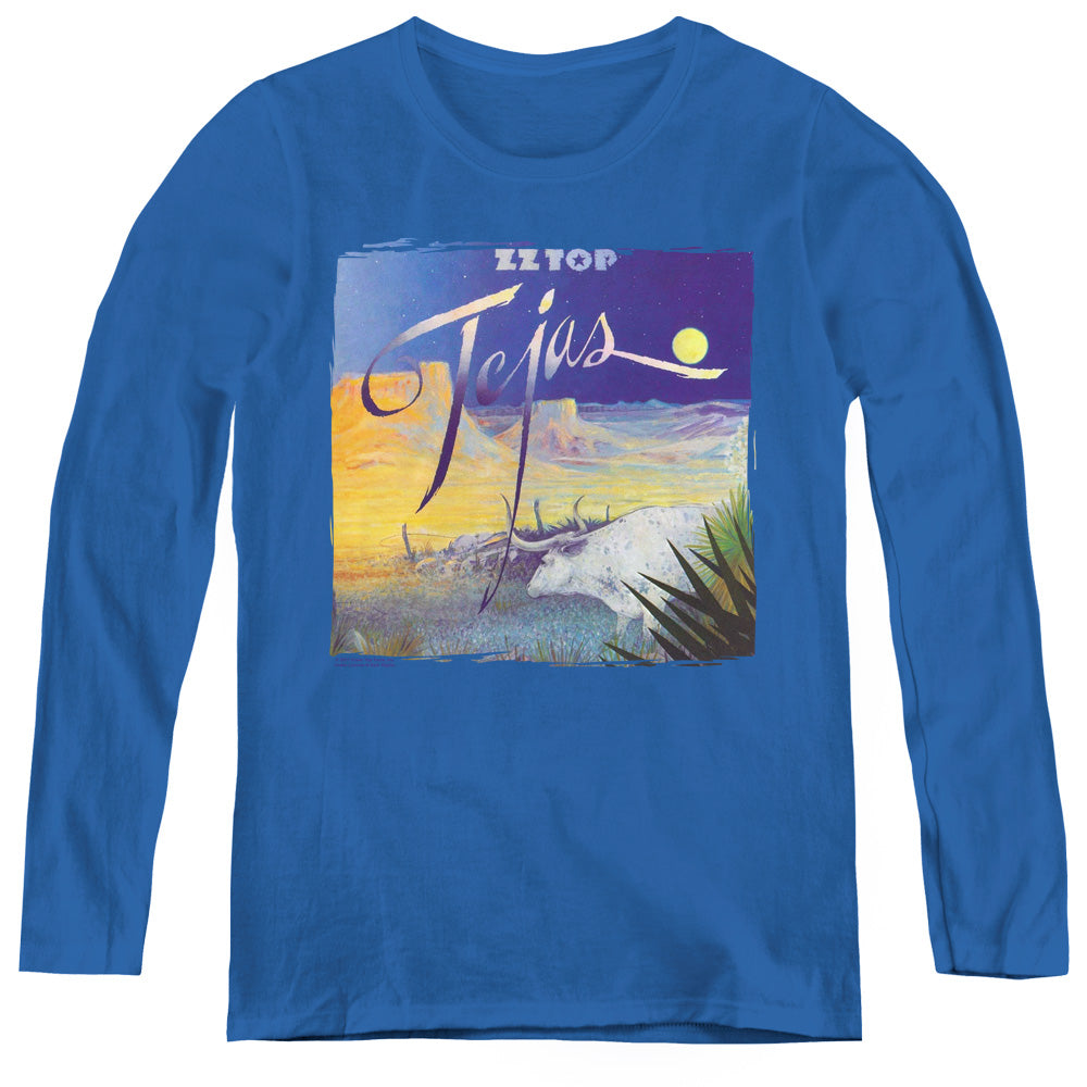 ZZ Top Tejas Womens Long Sleeve Shirt Royal Blue