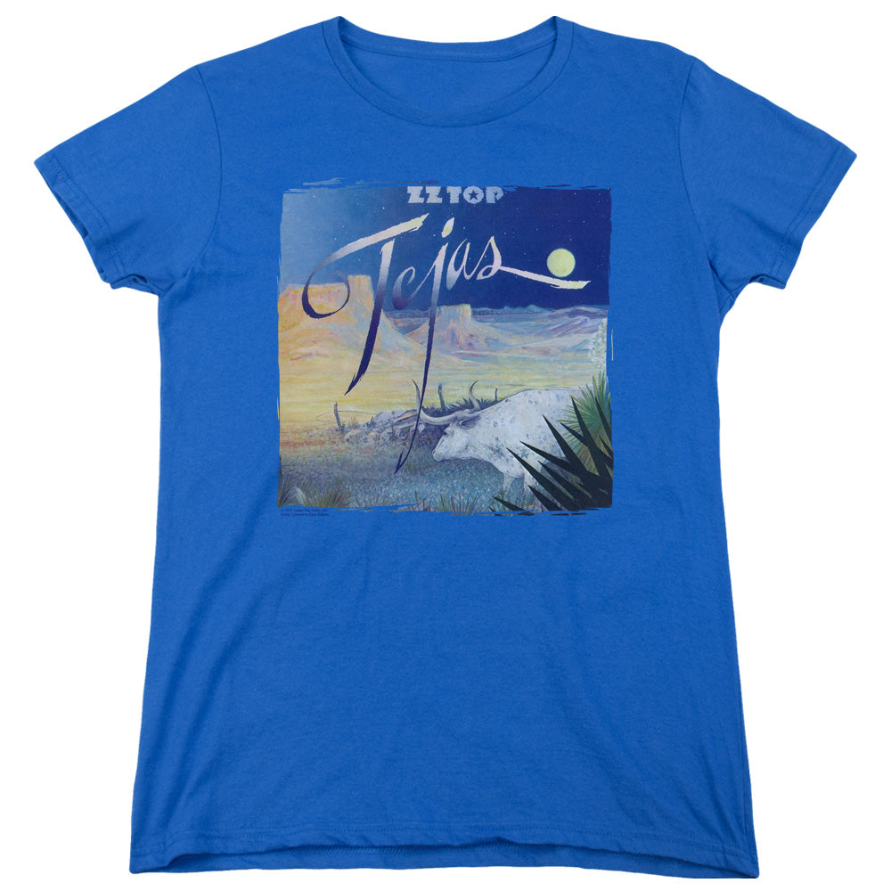 ZZ Top Tejas Womens T Shirt Royal Blue