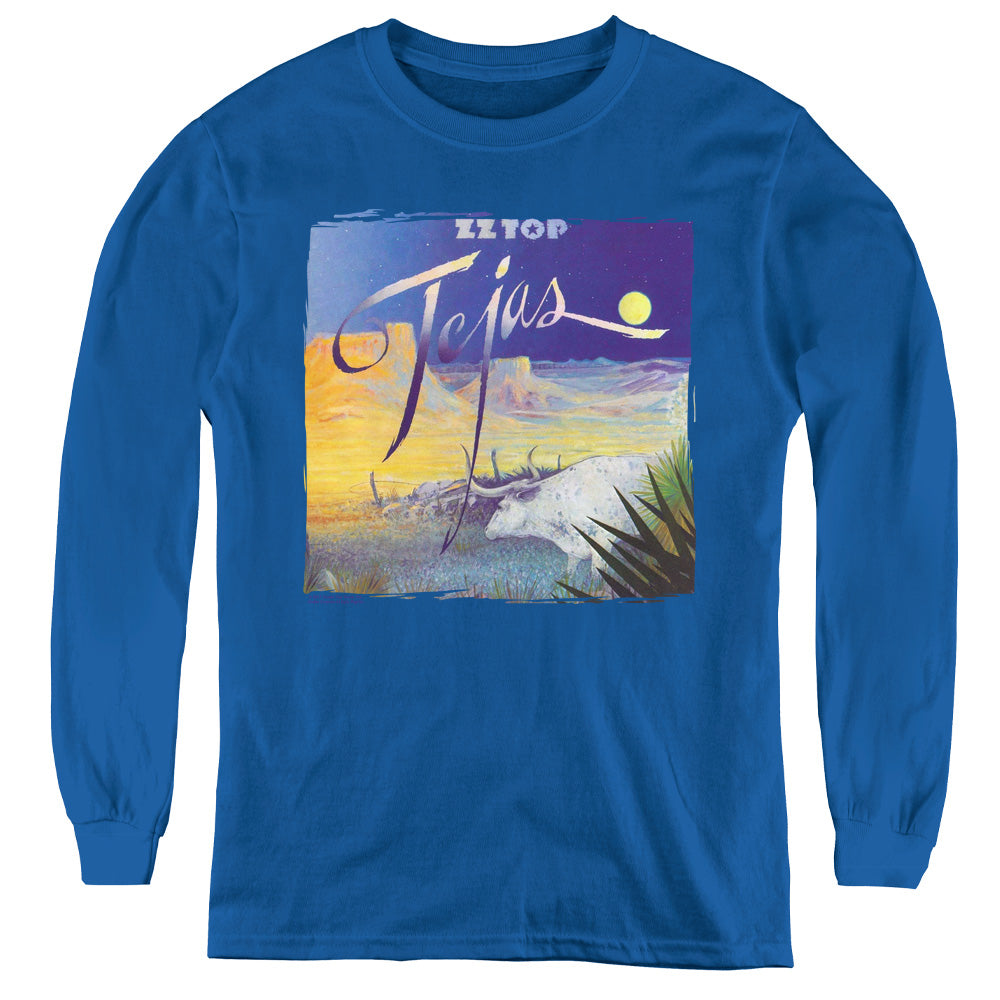 ZZ Top Tejas Long Sleeve Kids Youth T Shirt Royal Blue