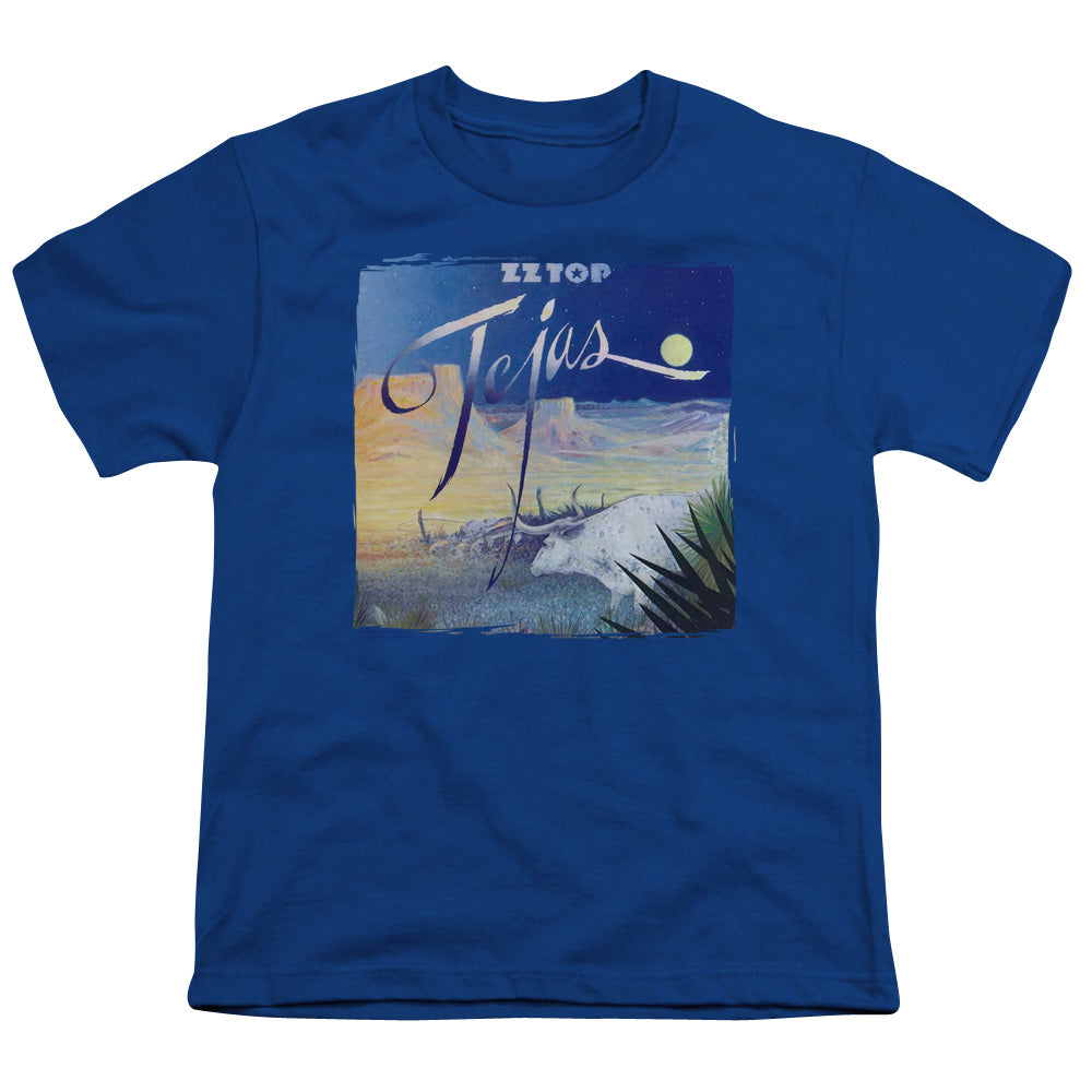 ZZ Top Tejas Kids Youth T Shirt Royal Blue