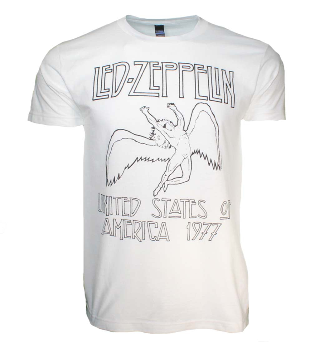Led Zeppelin USA 77 White Mens T Shirt