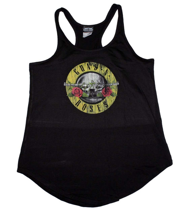 Guns n Roses Distressed Logo Womens Racerback Tank Top Shirt Black