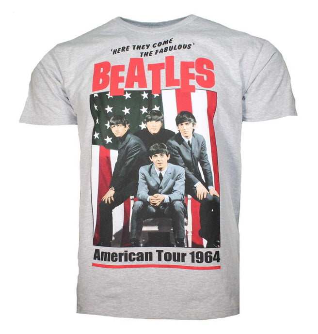 Beatles American Tour 1964 Gray Mens T Shirt